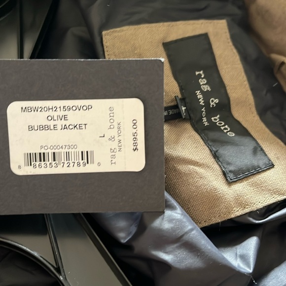 NWT Rag & Bone Mens' Olive Puffer Coat size L - Picture 2 of 5